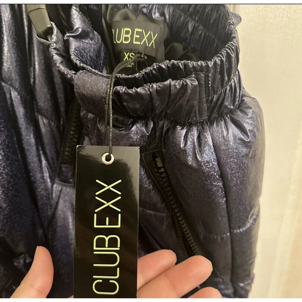 Clubb Exx metallic Blue Ski Snow Pants Xs Dollz Kill Iridescent‎ Puffer Shimmery